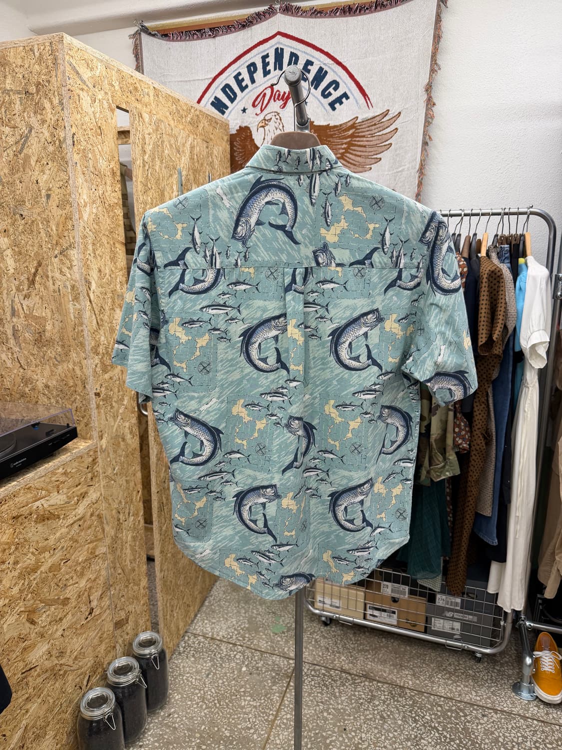 빈티지 피싱 패턴 반팔 셔츠 상품이미지6