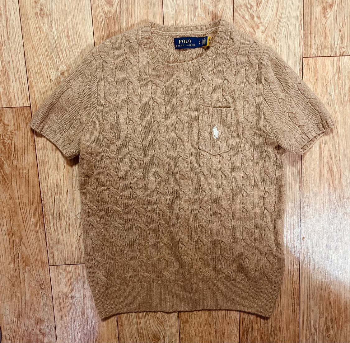 polo 폴로 브라운 베이지 반팔 니트 꽈배기 니트 상품이미지1