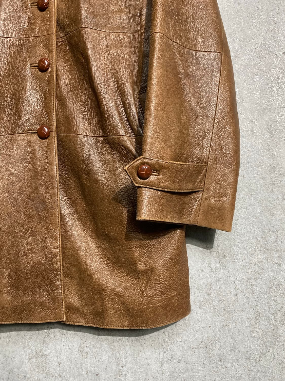[M-L] 90s Vintage 빈티지 브라운 레더 카코트 상품이미지4