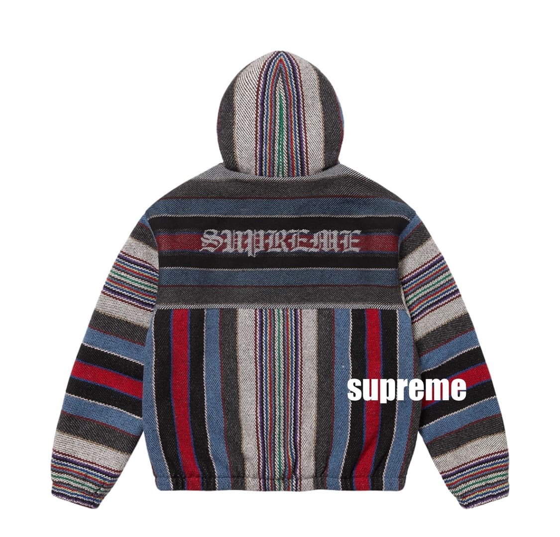 [M] 슈프림 우븐 스트라이프 후드 자켓 블랙 - 25ss 상품이미지1