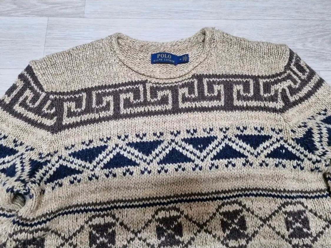 폴로 실크멀베리 아즈텍 패턴 니트 스웨터 M 상품이미지2