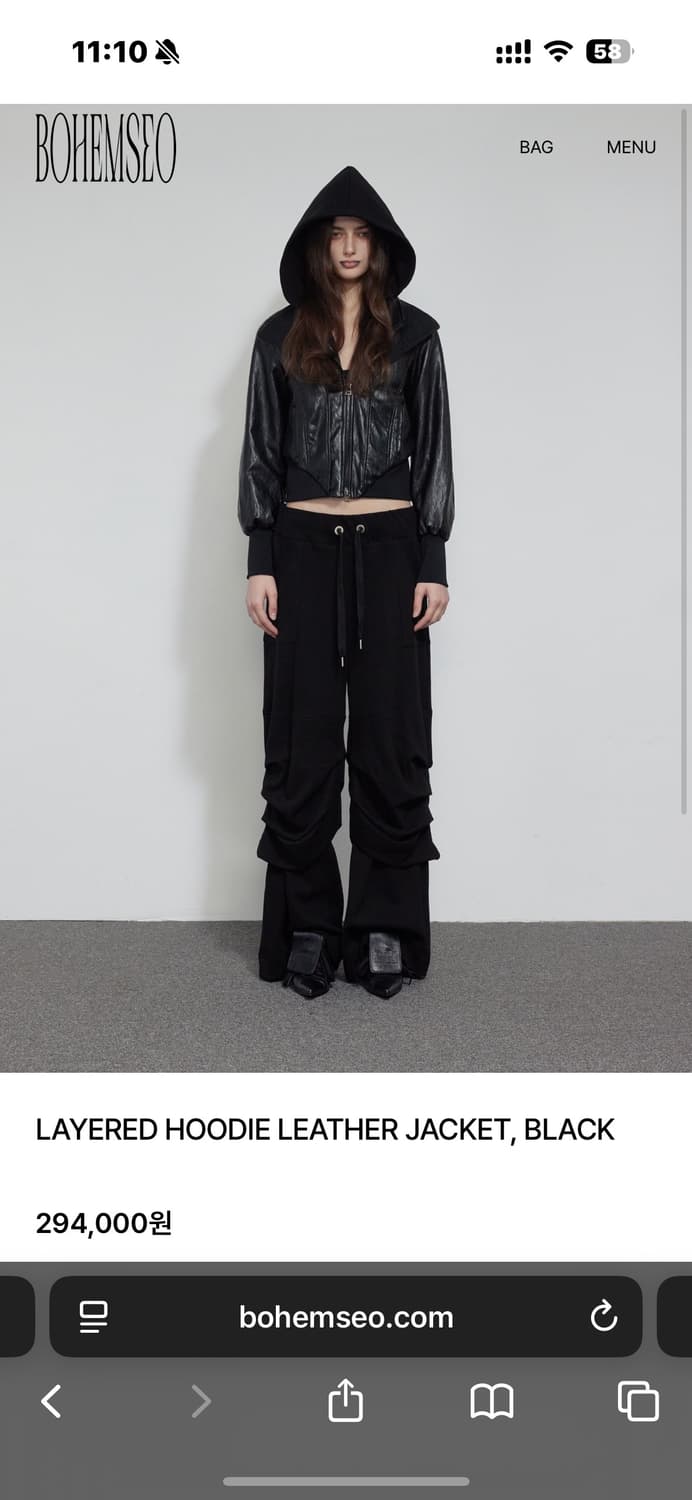 보헴서 LAYERED HOODIE LEATHER JACKET 레더자켓  상품이미지1