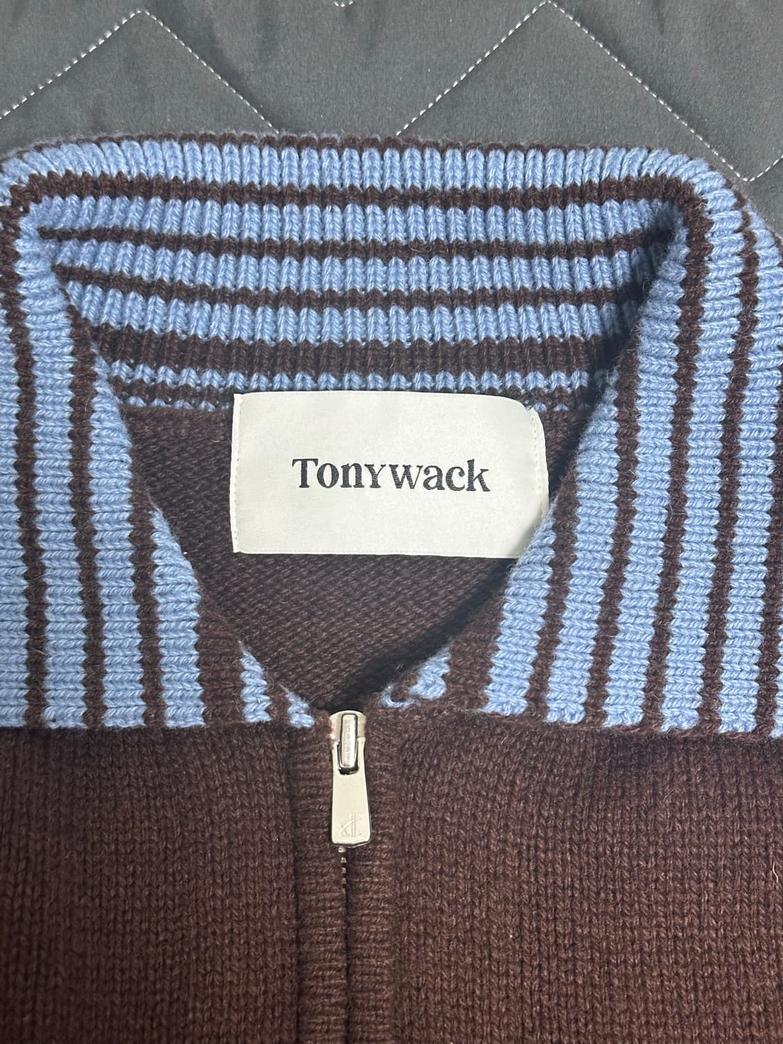 토니웩 콘트라스트 집업 블루종 브라운 상품이미지4