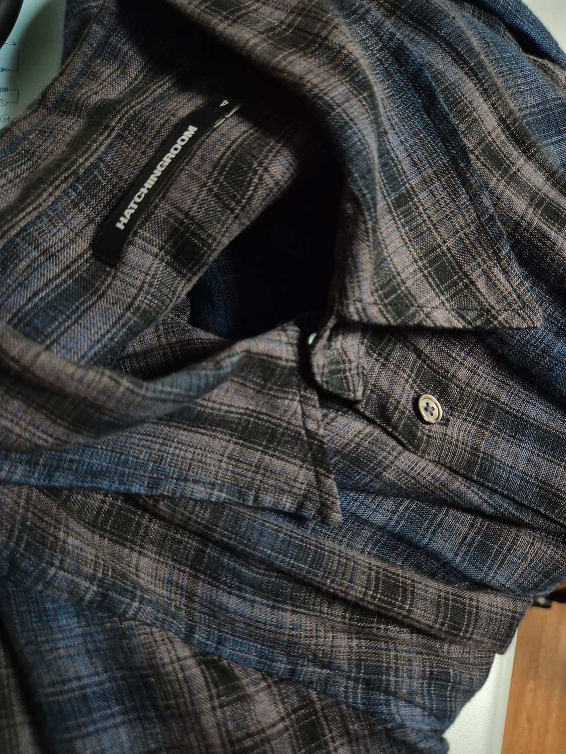 해칭룸 뮤지엄 셔츠 린넨 챠콜/블루 4사이즈 상품이미지4