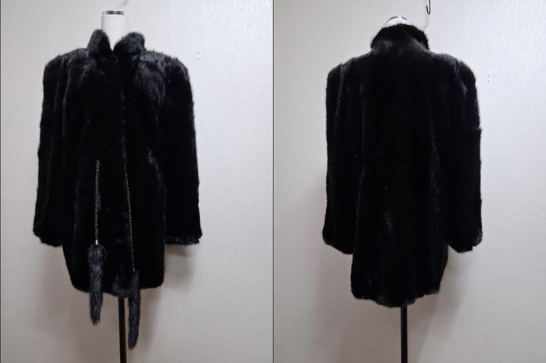 일본빈티지 Fourrure 완전 까망 블랙밍크코트 거꾸로밍크 미착컨디션  상품이미지3