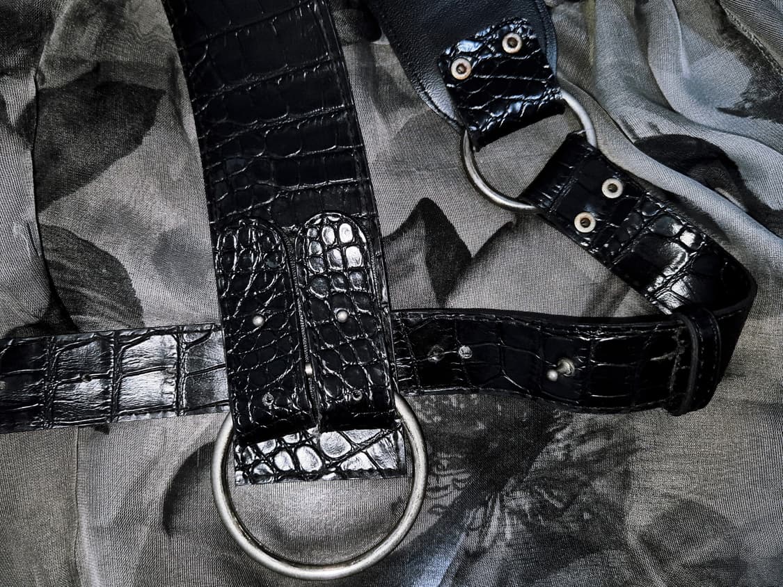 Vintage Black phyton Ring Buckle Belt 상품이미지2