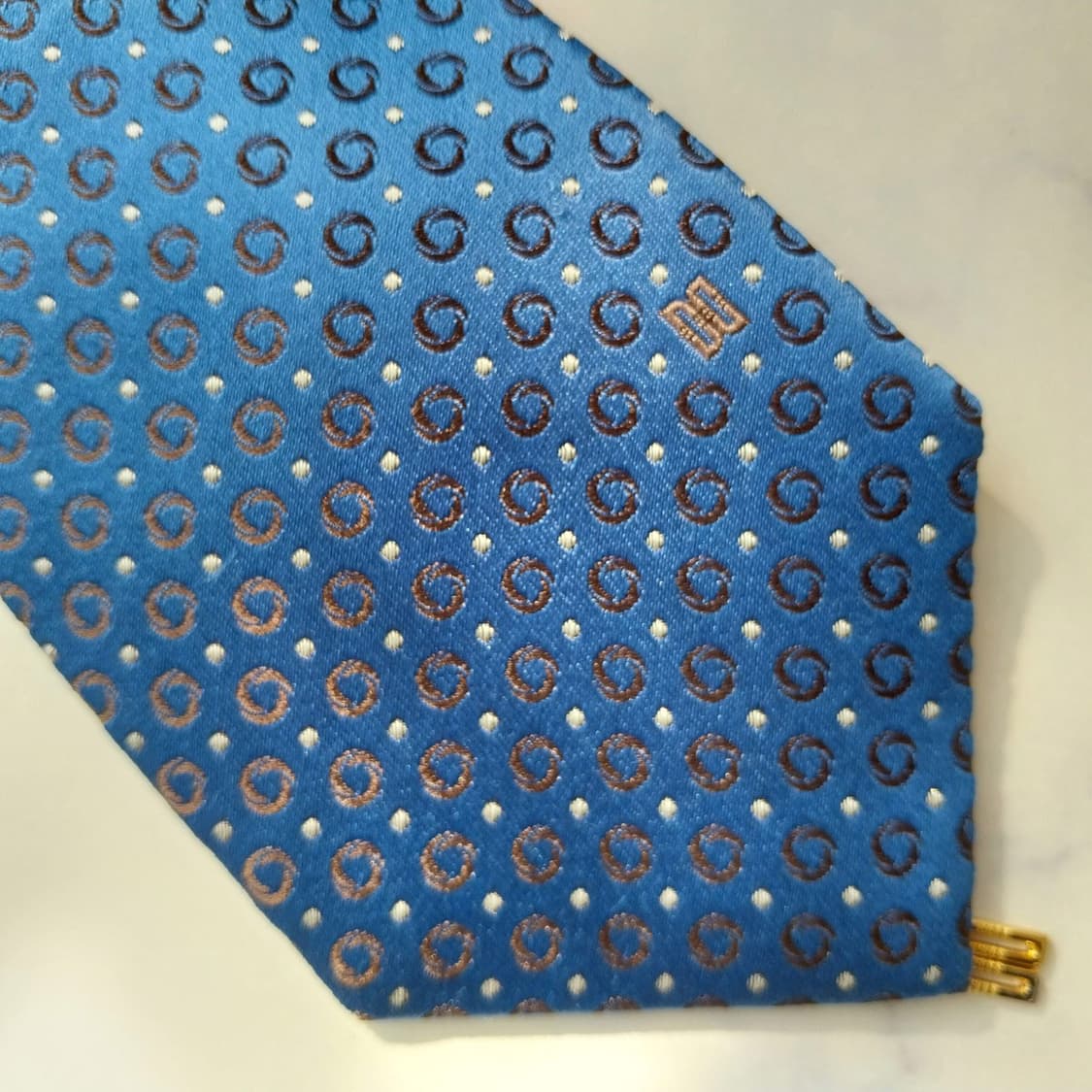 닥스 실크 블루 자카드 패턴 넥타이 8.2cm A+등급 K2225 상품이미지6