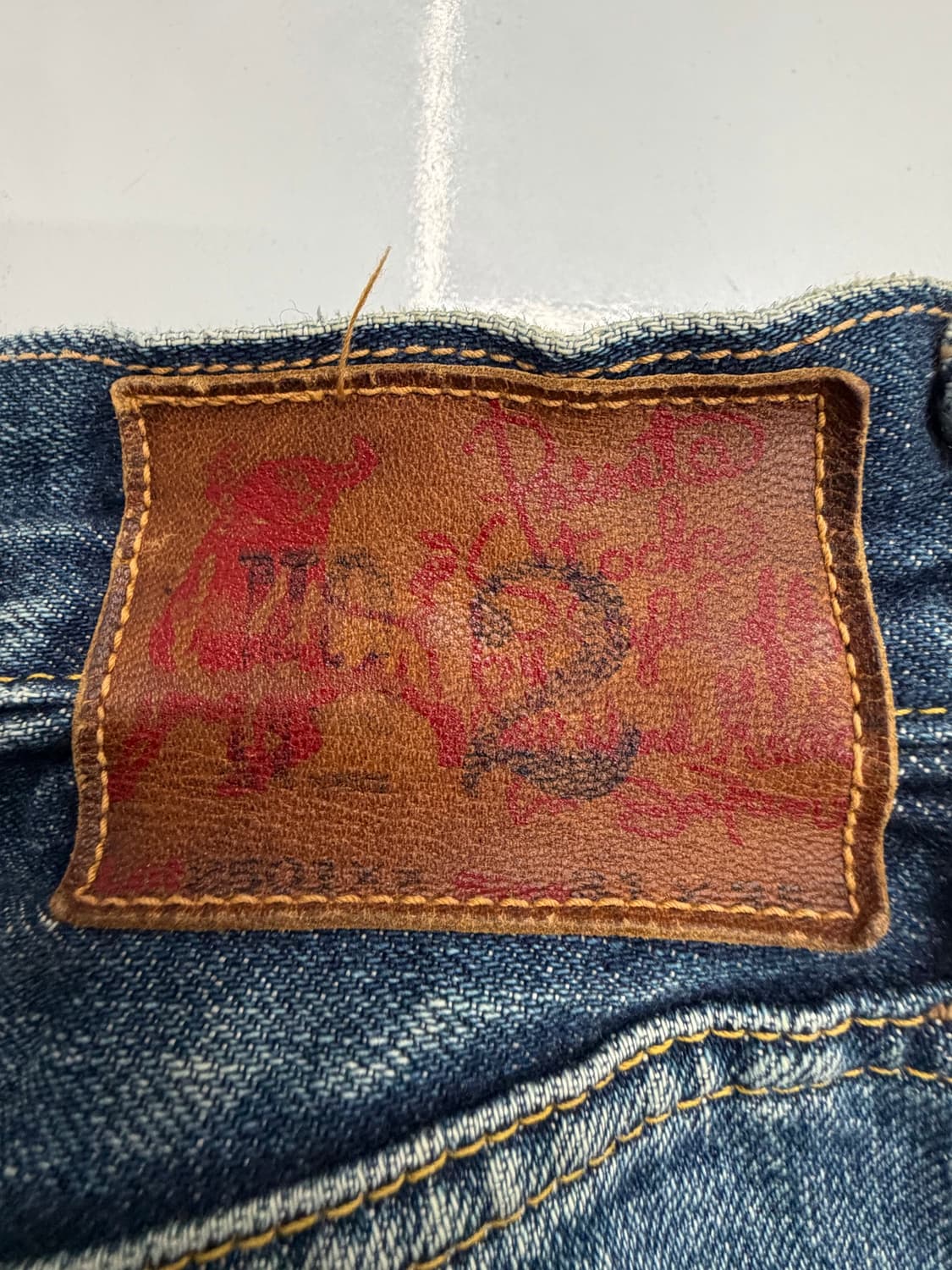 90s Evisu 에비수 초기형 evis 황소패치 셀비지 데님 상품이미지9