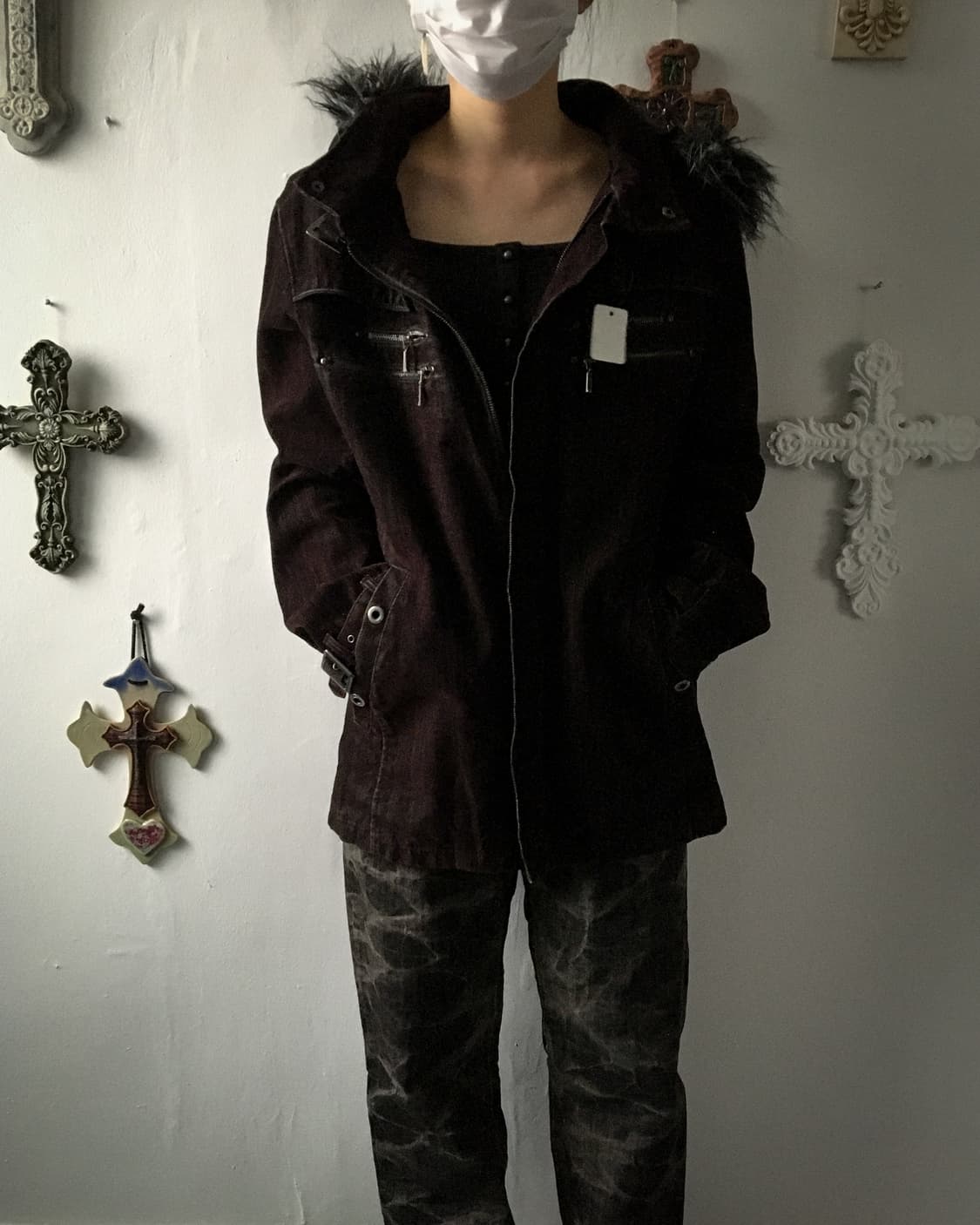 Fake fur hood belted jacket 상품이미지8