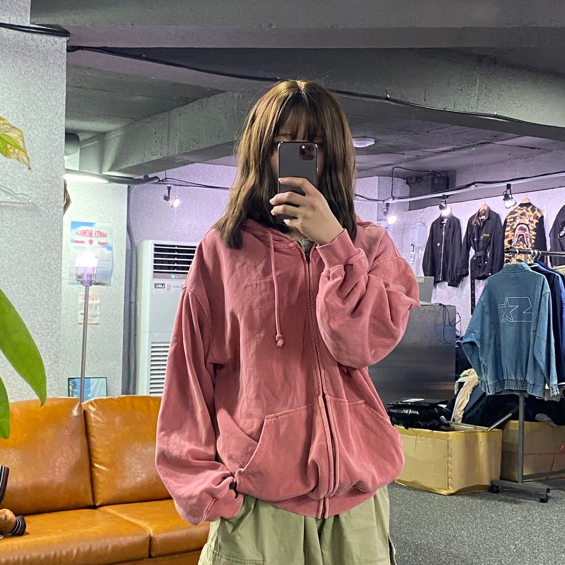 디스이즈네버댓 스몰로고 핑크 후드 집업 B2465 상품이미지1