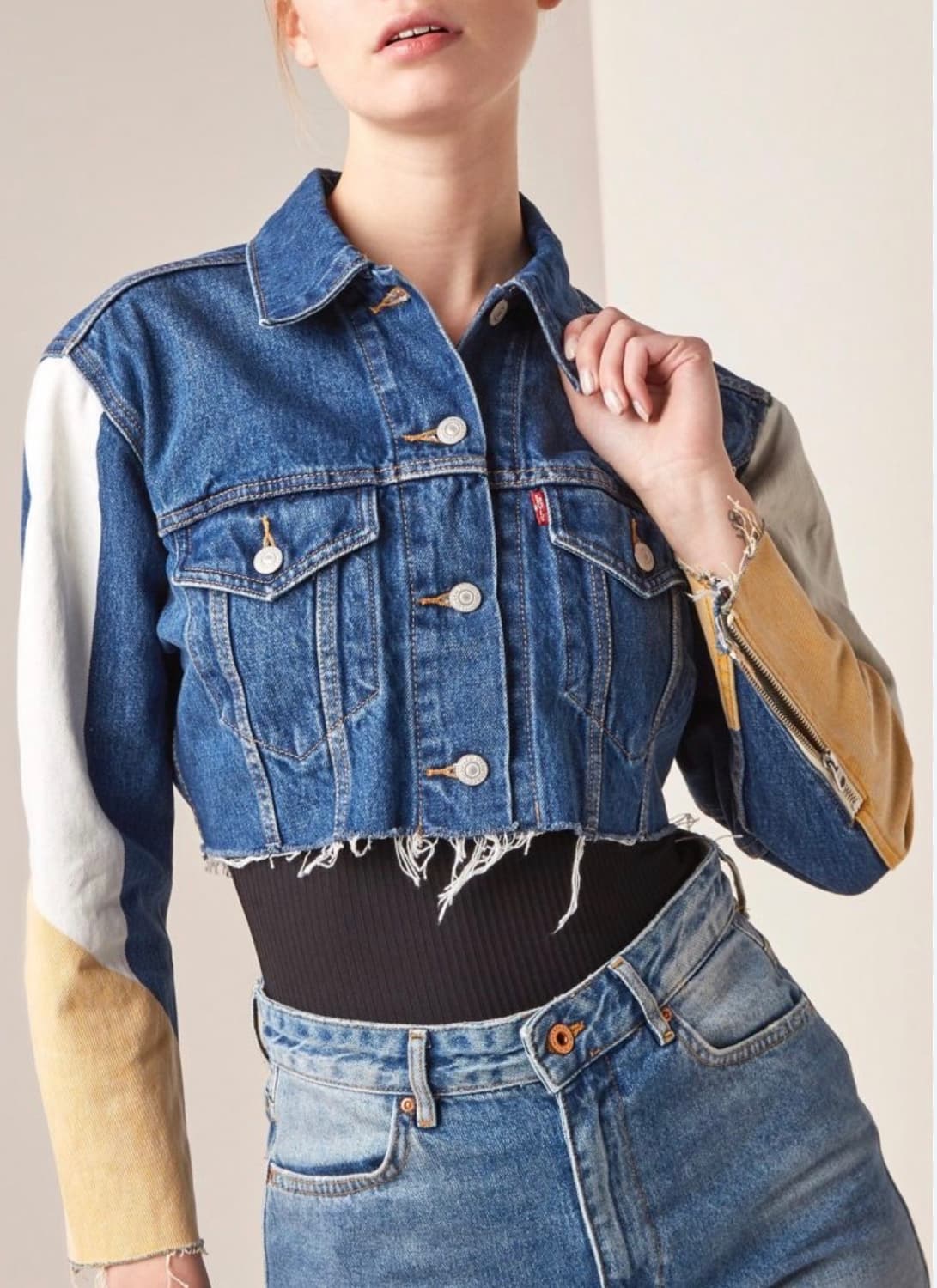 리바이스 컬러 블록 데님 크롭 자켓 상품이미지3