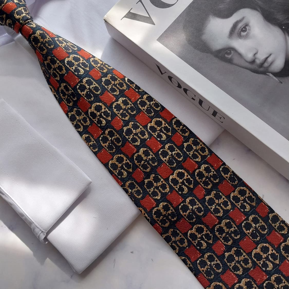 웅가로 실크 블랙 와인 패턴 넥타이 9.7cm A등급 K2531 상품이미지6