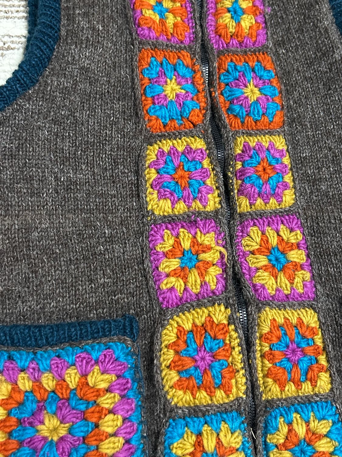 티티카카 모티브 에스닉 히피 니트조끼 베스트 모리걸 초레어 상품이미지2