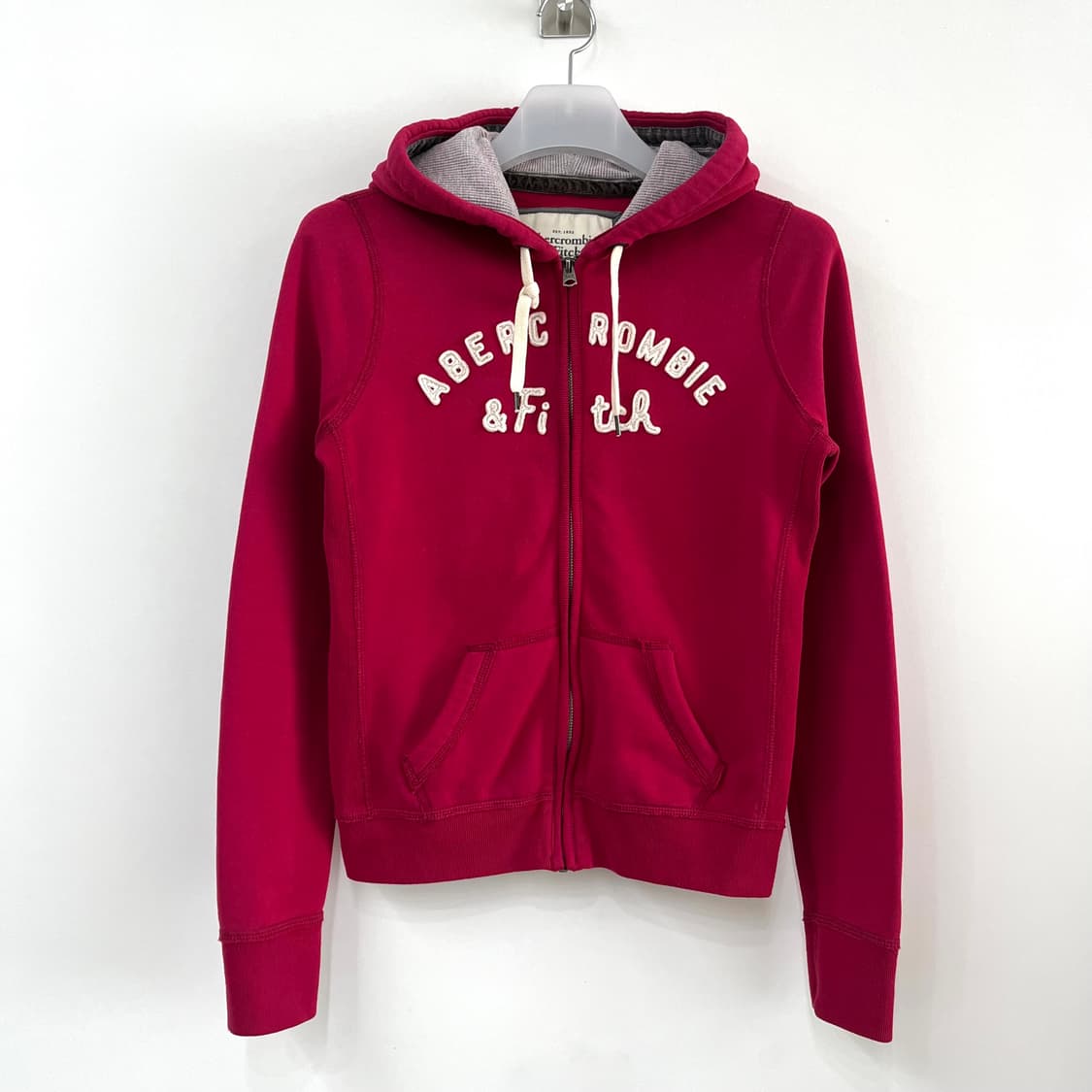 아베크롬비 슬림핏 자수로고 핑크 후드집업 상품이미지2