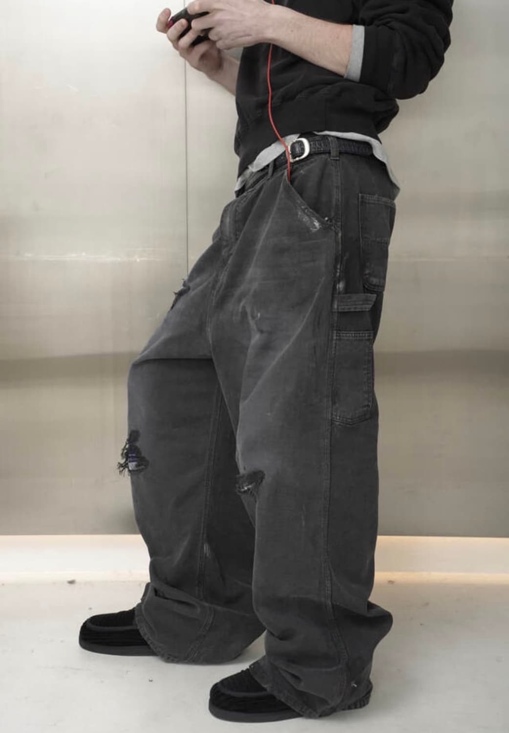 엔시브 빈티지 체크메이트 카펜더 팬츠 블랙 상품이미지1