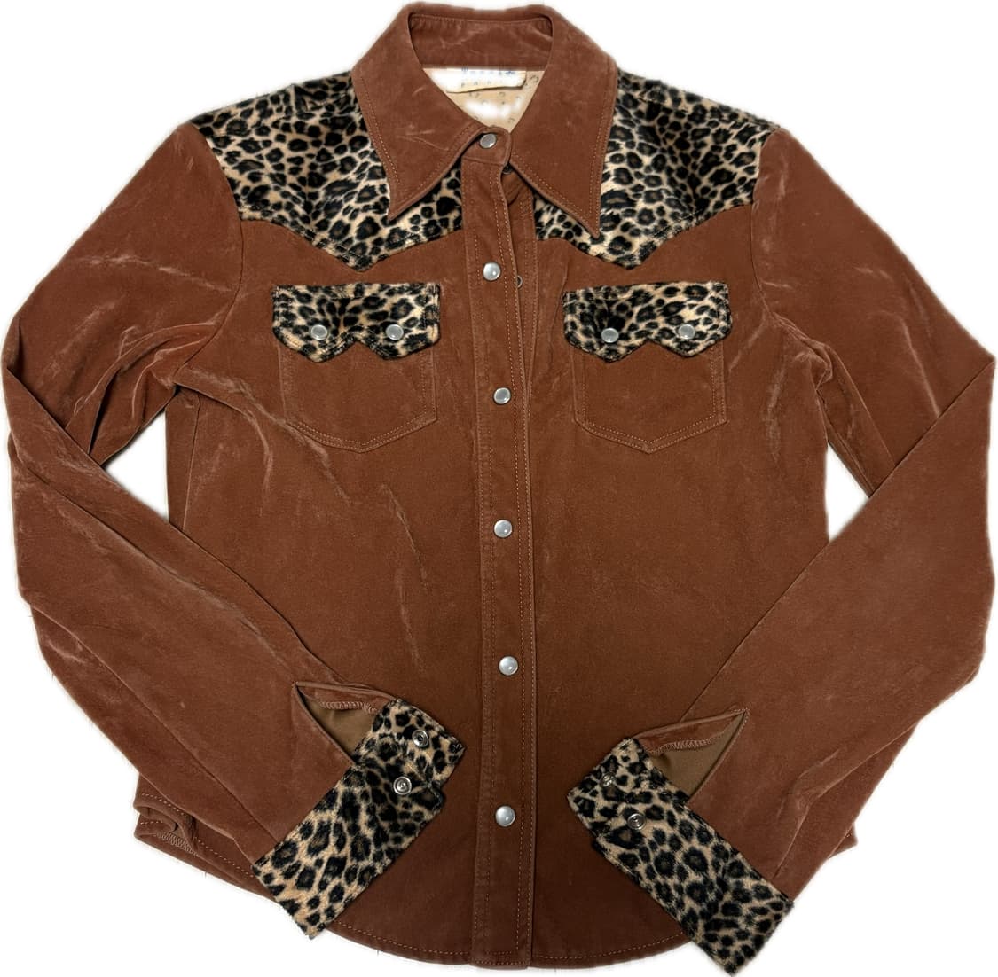 빈티지 레오파드 벨벳 셔츠 상품이미지1