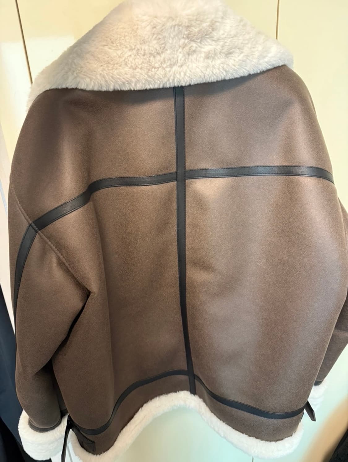 도프제이슨 하이넥 레더 무톤 자켓 브라운 상품이미지2