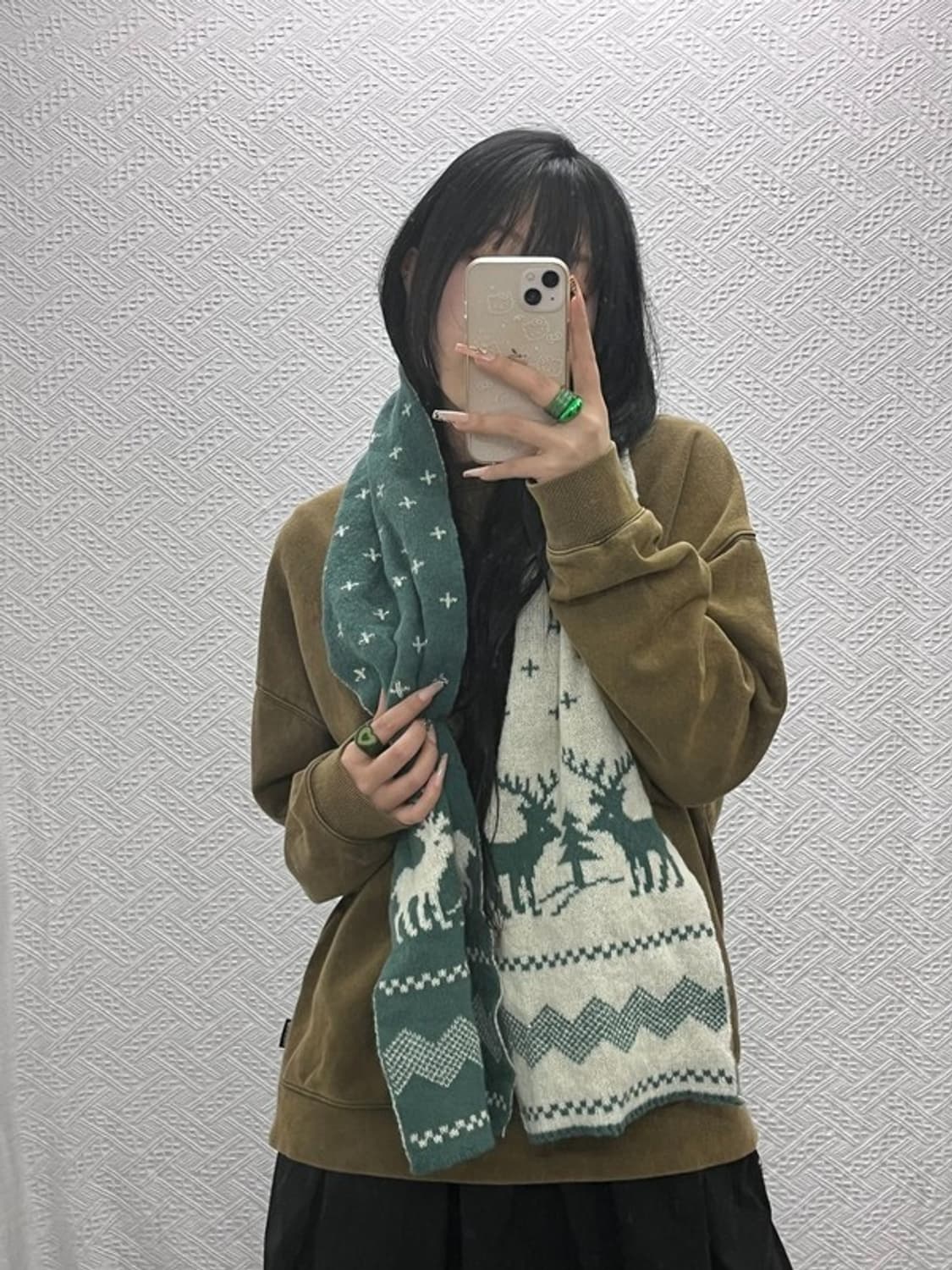 빈티지 데일리 포인트 노르딕 코위찬 니트 목도리 C08195 상품이미지1