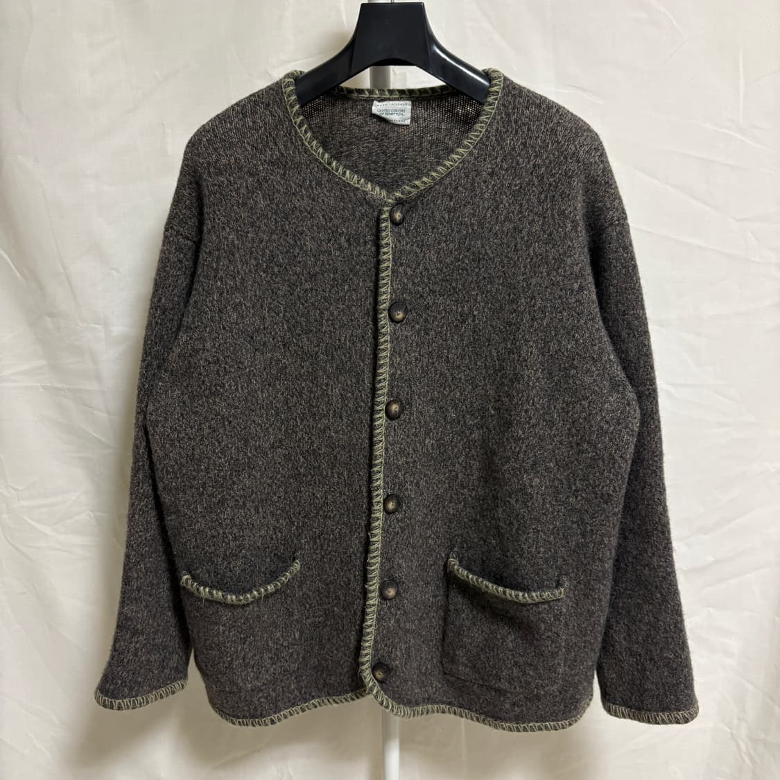 베네통 Made in Italy 버진울 핸드스티치 가디건 / 브라운, M 상품이미지1