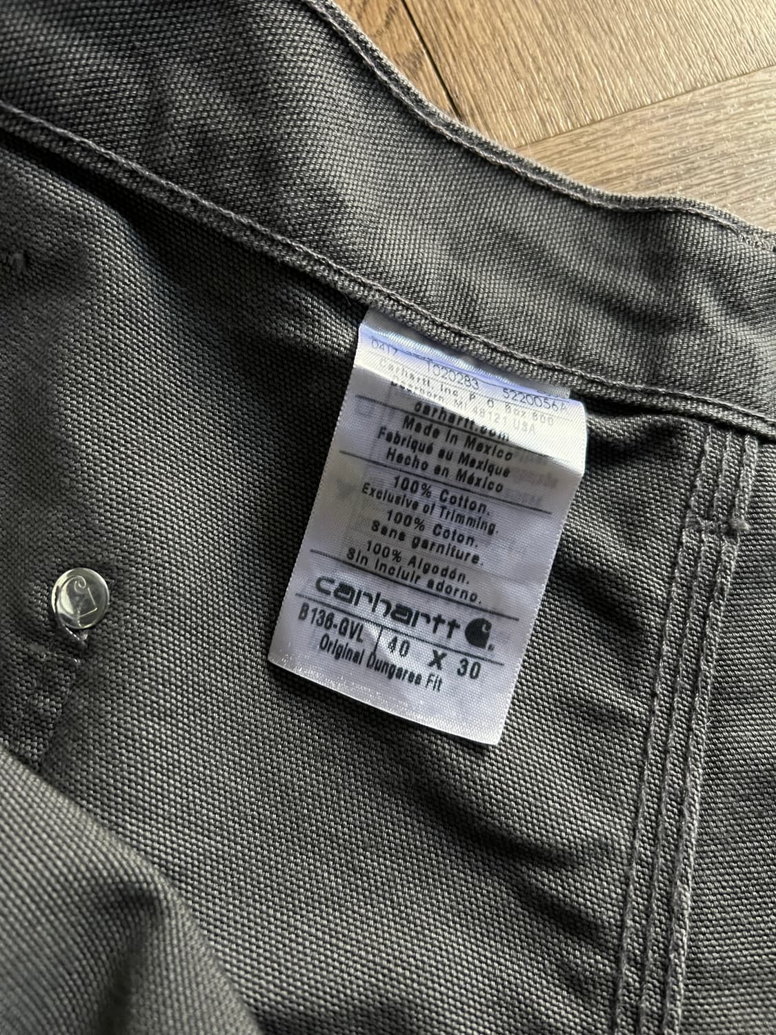 [40]칼하트 USA 그레이 더블니 캔버스 워크팬츠 상품이미지5