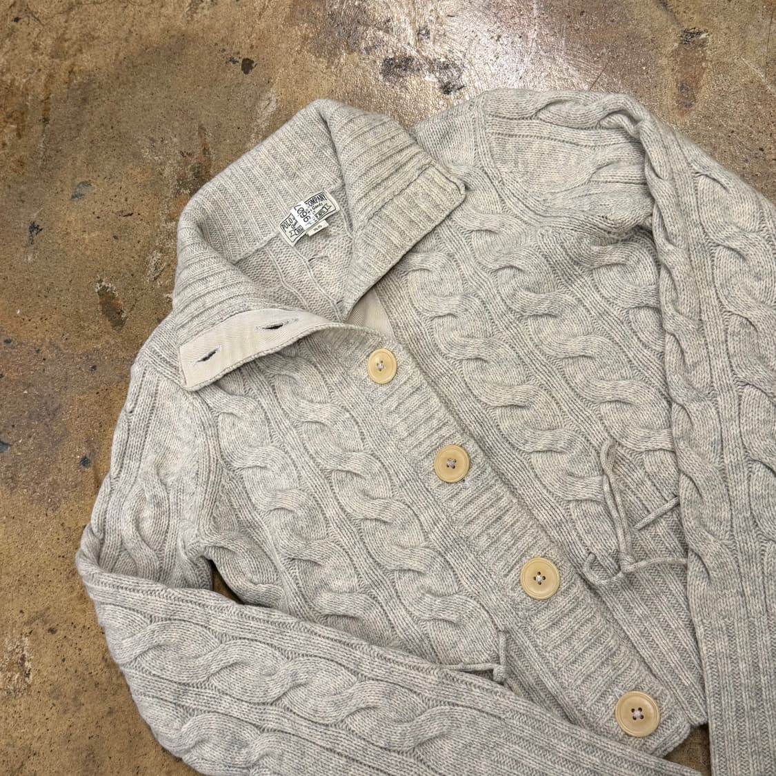 폴로 진스 크롭 베이지 니트 가디건 상품이미지1