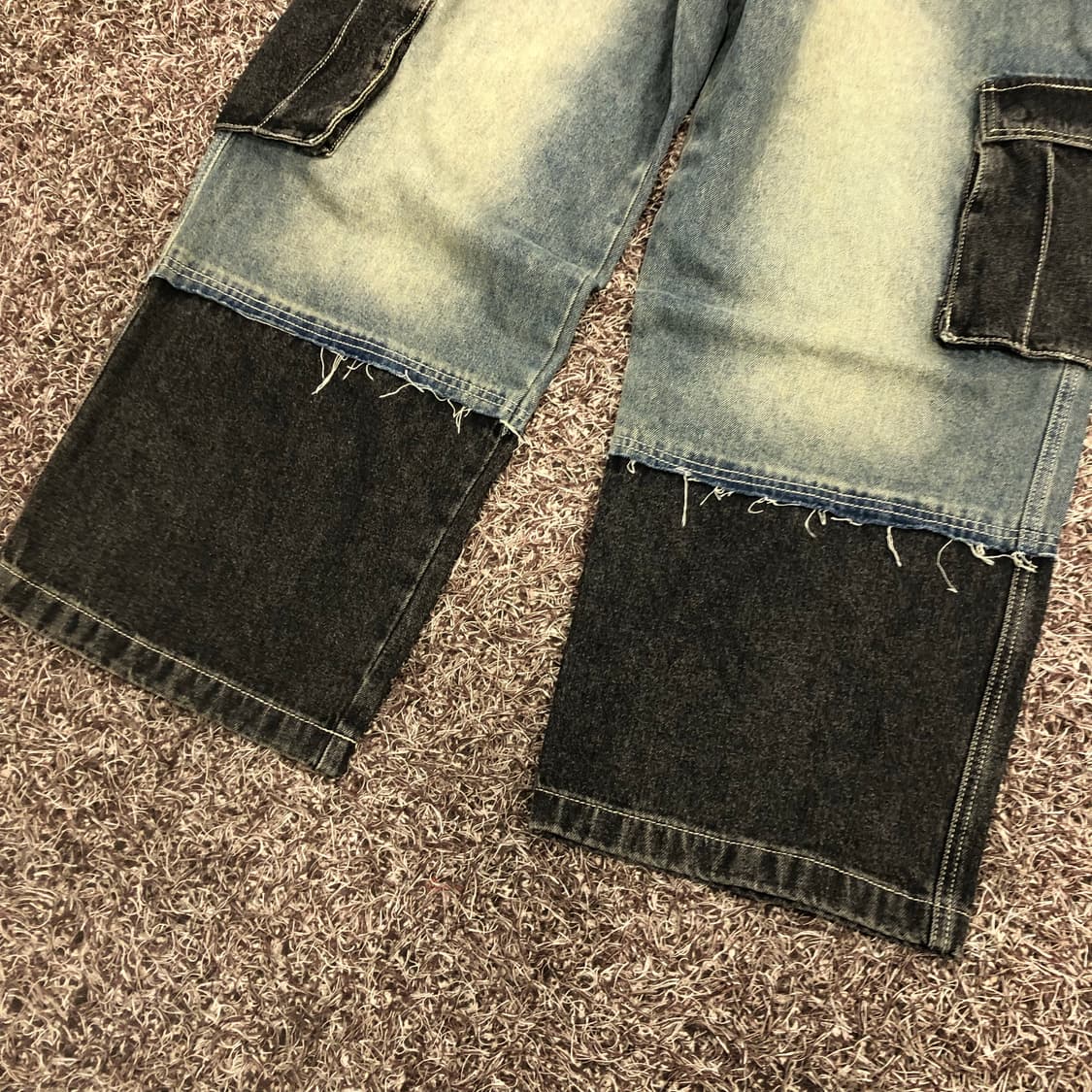 새상품 트릴리온 컬러 블록 카고 벌룬 데님 팬츠 상품이미지3