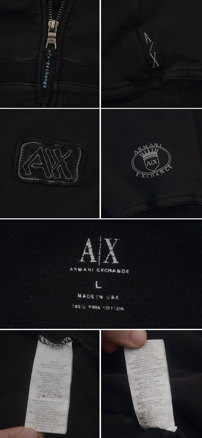 아르마니 (AX) USA 메이드 러스틱 피마코튼 후드집업 (L 100) 상품이미지10