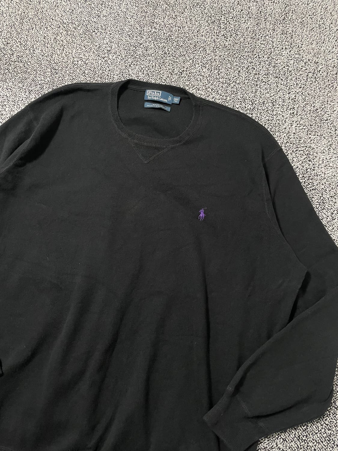 빈티지9. 폴로랄프로렌 코튼 니트 스웨터 블랙 퍼플 로고  상품이미지2