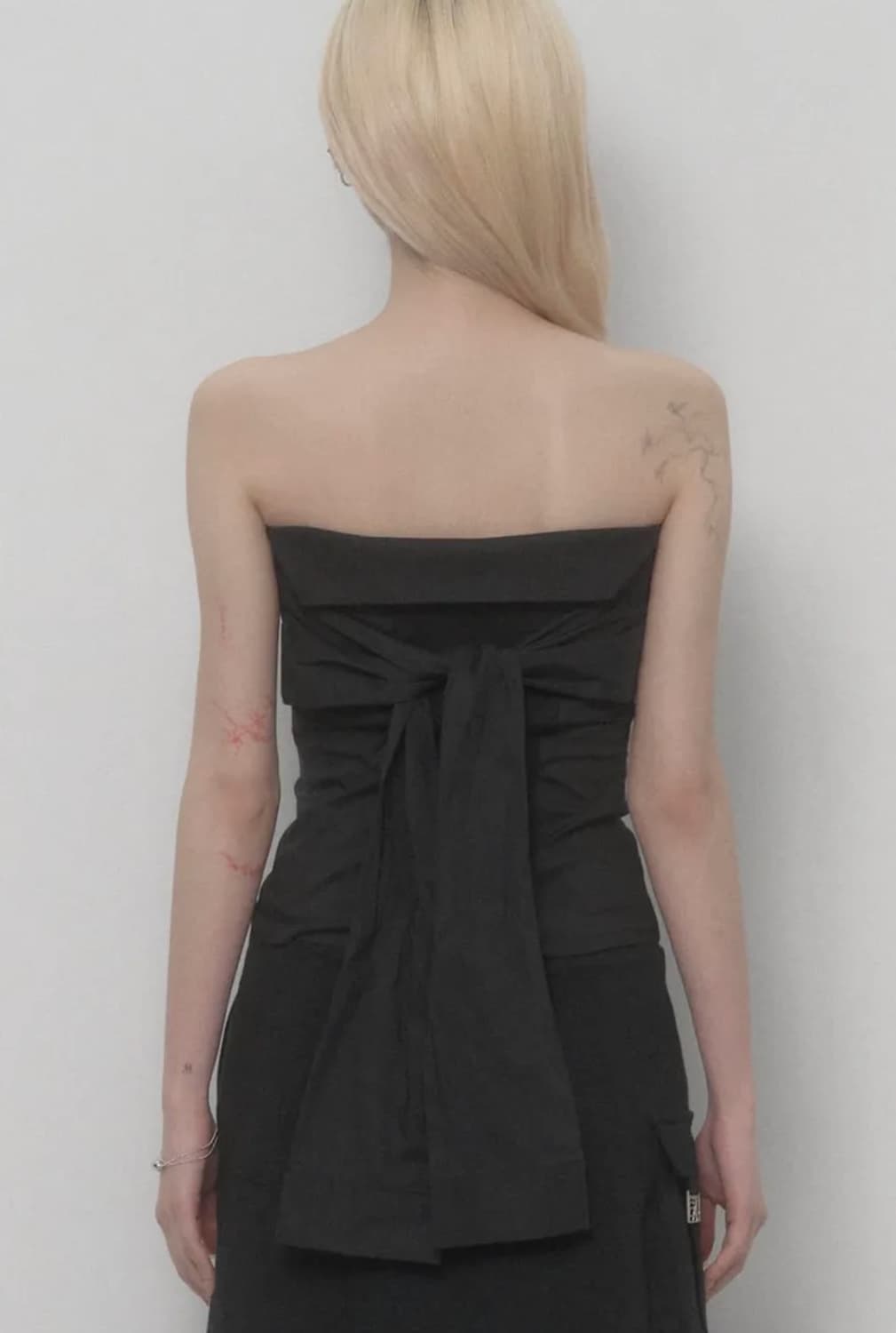 Tie Shirt Tube Top (Black) 상품이미지1