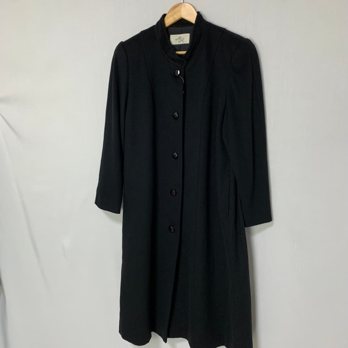 빈티지 차이나카라 캐시미어 100% 블랙 롱 코트 남녀공용 상품이미지2