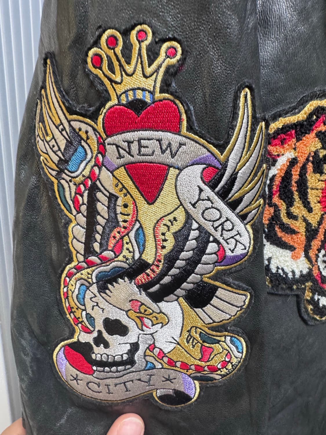 에드하디 x 아비렉스 콜라보 빈티지 가죽 바시티 자켓 상품이미지2