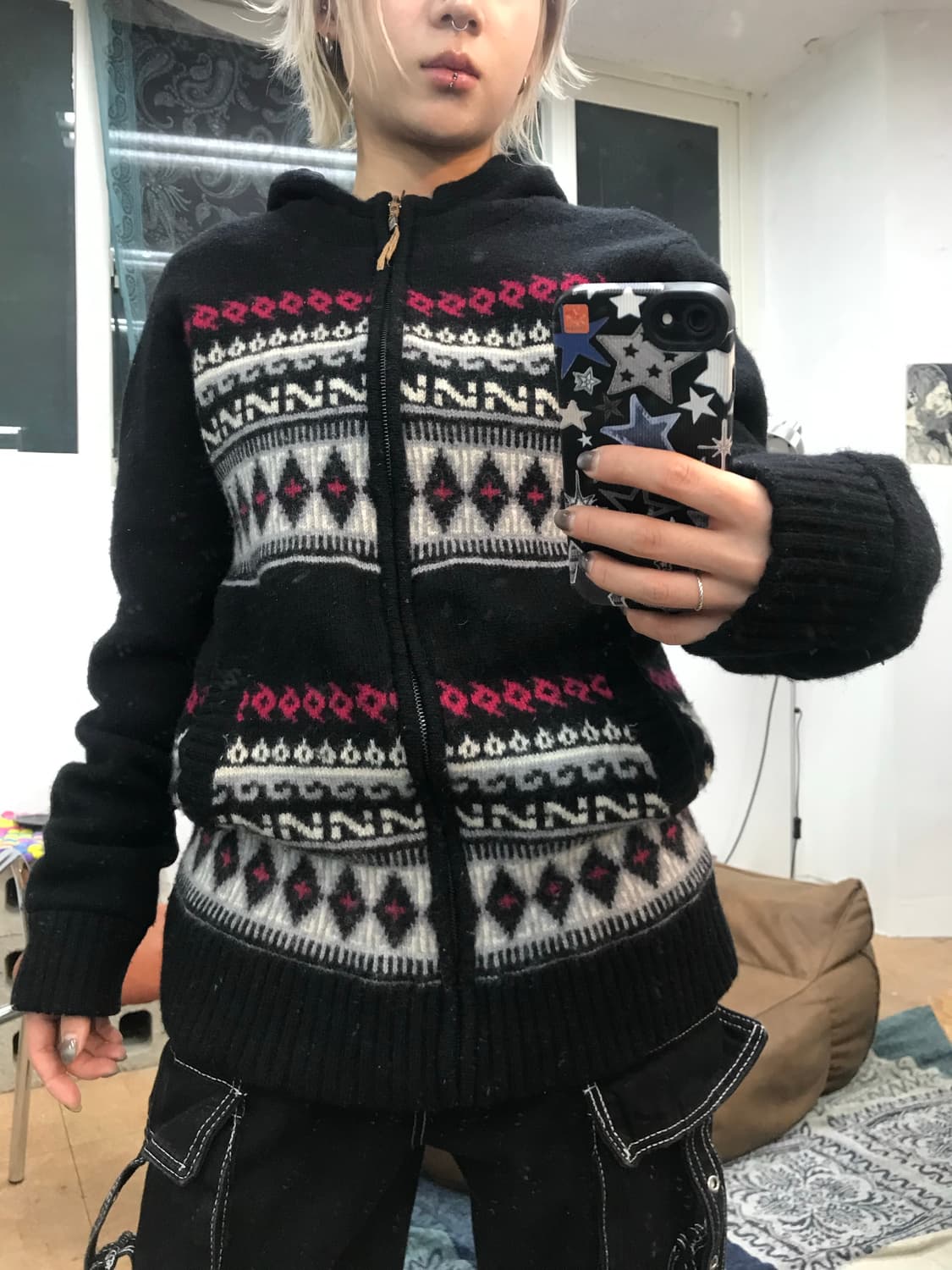 maru 빈티지 에스닉 니트 후디롱자켓  상품이미지1