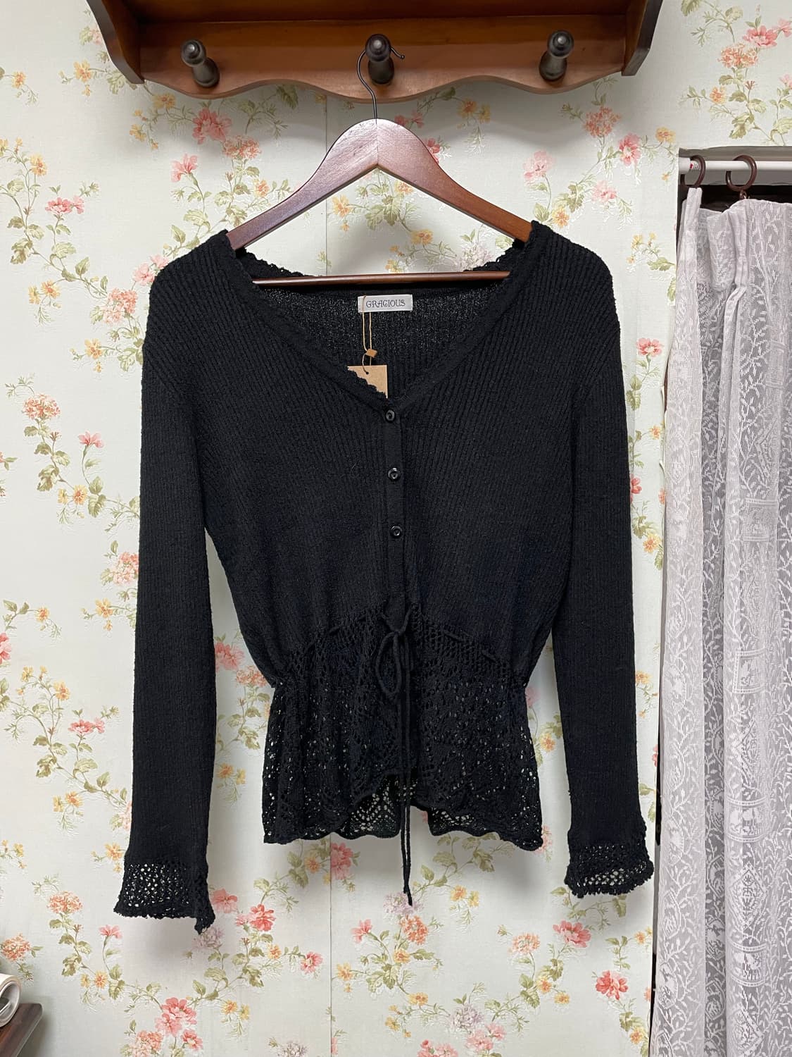 페플럼 그물 니트 가디건 상품이미지1