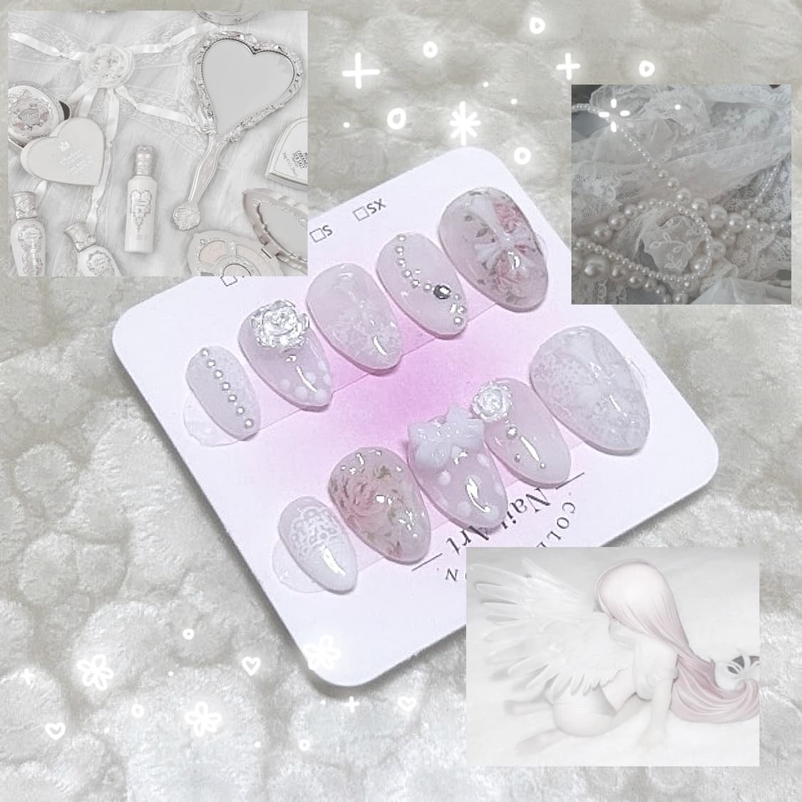화이트 레이스 네일 /공주네일팁/레이스네일 상품이미지1