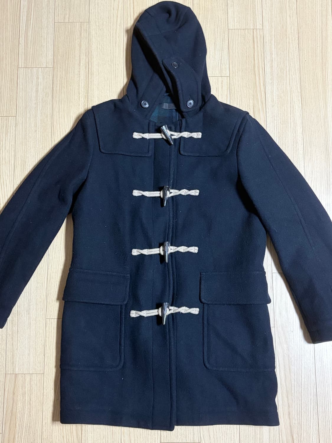 블랙 더플/떡볶이 후드 코트 S 팝니다 상품이미지1