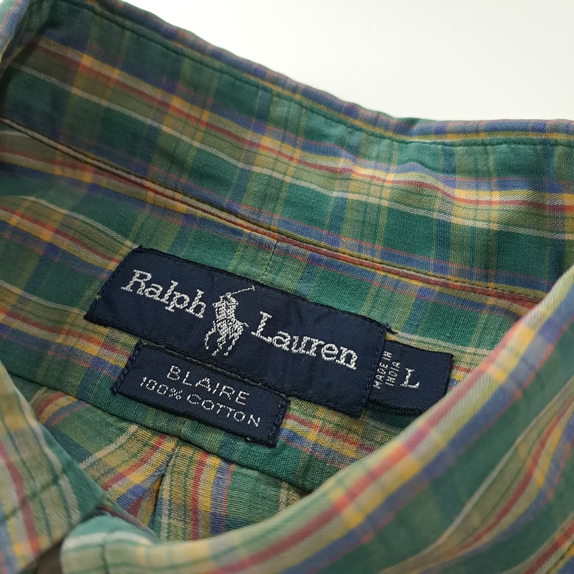 CK286 L 폴로 90s 박스핏 그린옐로우 마드라스 체크 셔츠 남방 상품이미지3