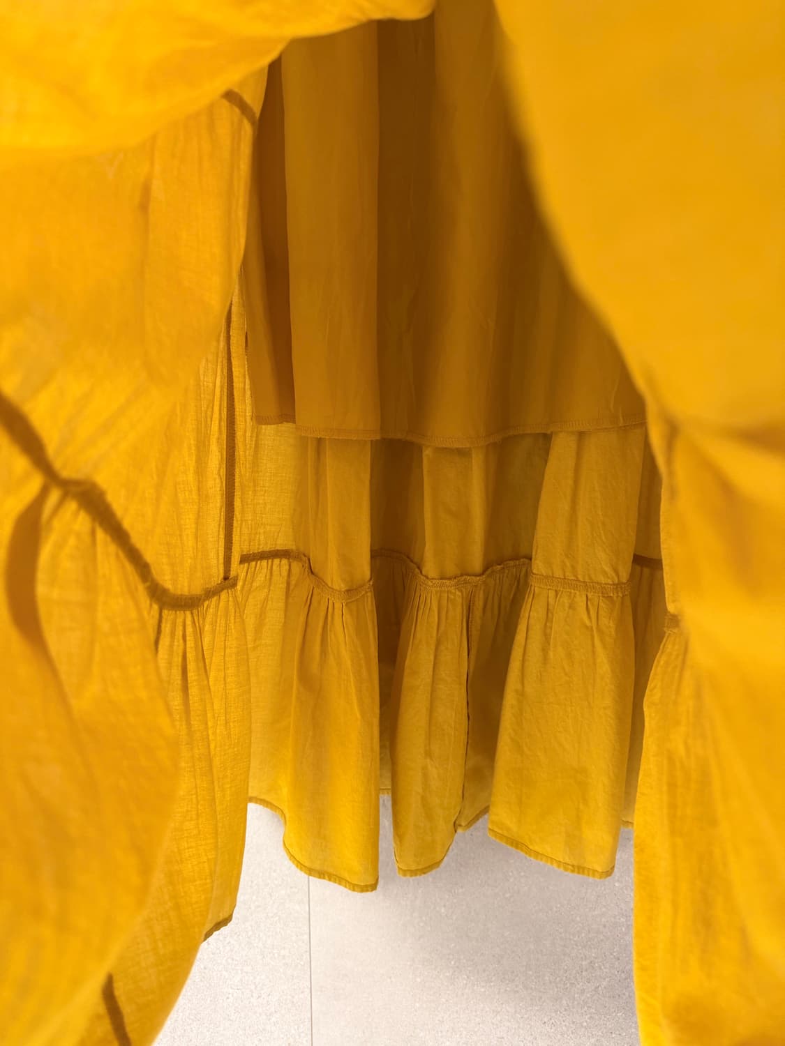 노란색 캉캉 롱 스커트 5단 머스타드 상품이미지3