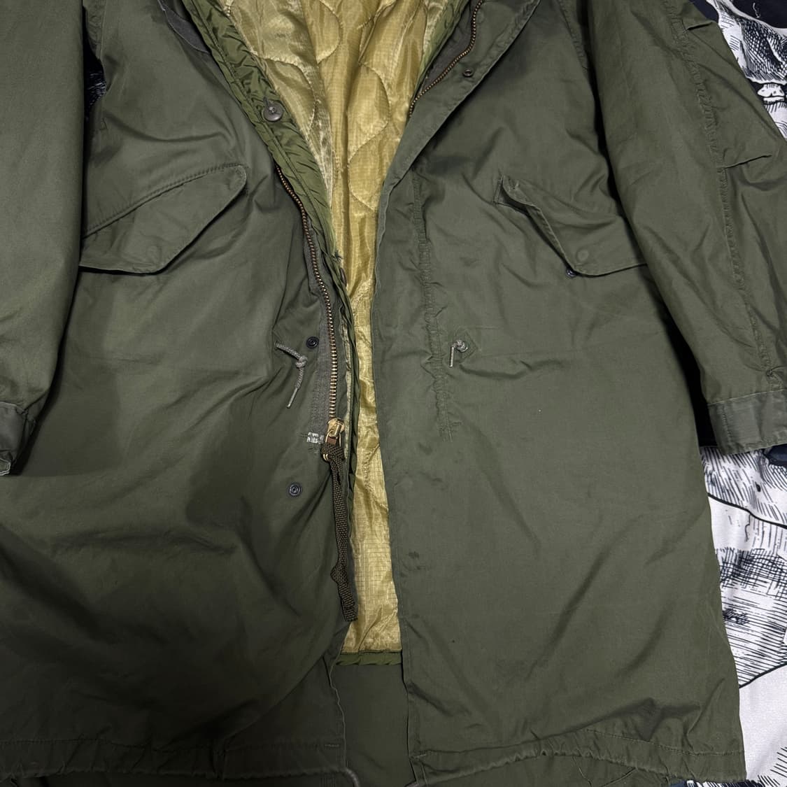 미군 M-65 피쉬테일  개파카 외피내피 S사이즈 상품이미지5