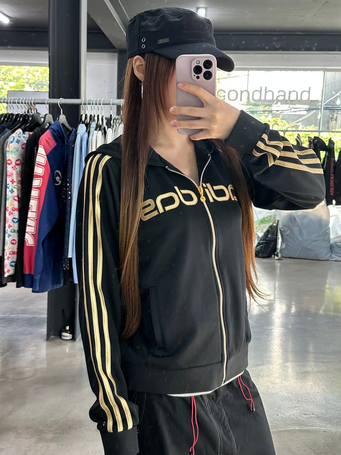 아디다스 올드스쿨 글리터 자수 후드져지 검골 상품이미지1