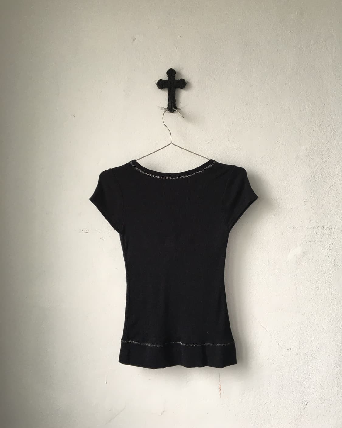 Stitch point herny neck ribbed top 상품이미지4
