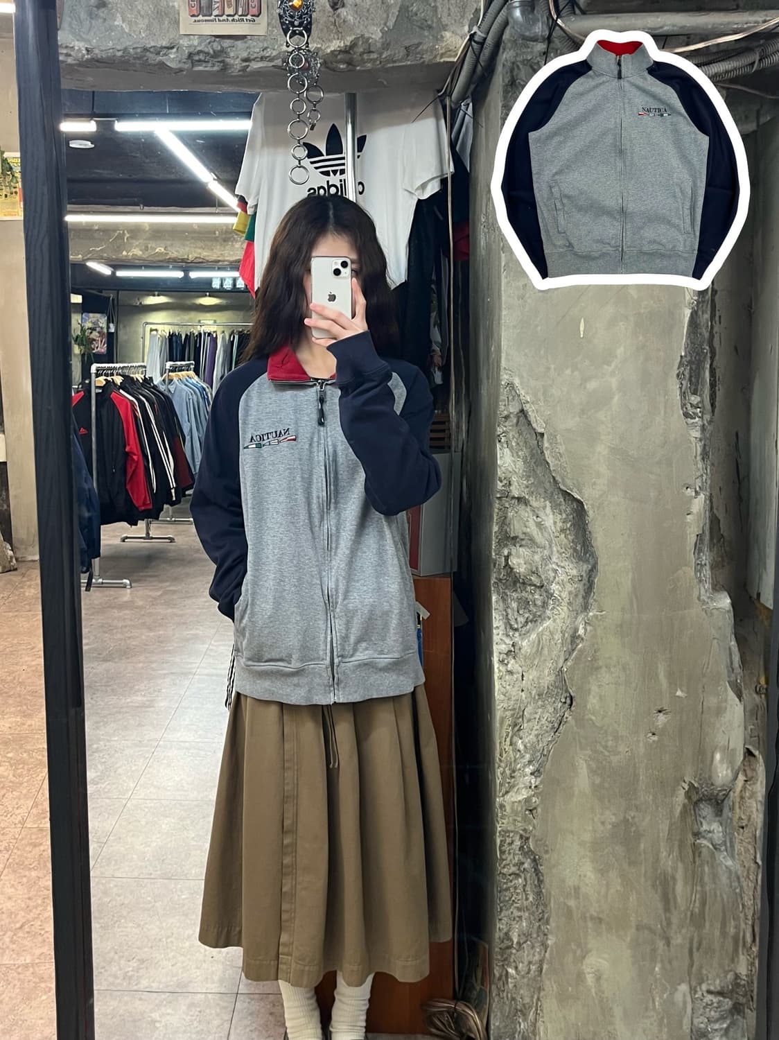 노티카 배색 집업 져지 그레이 M #csz2639  상품이미지1