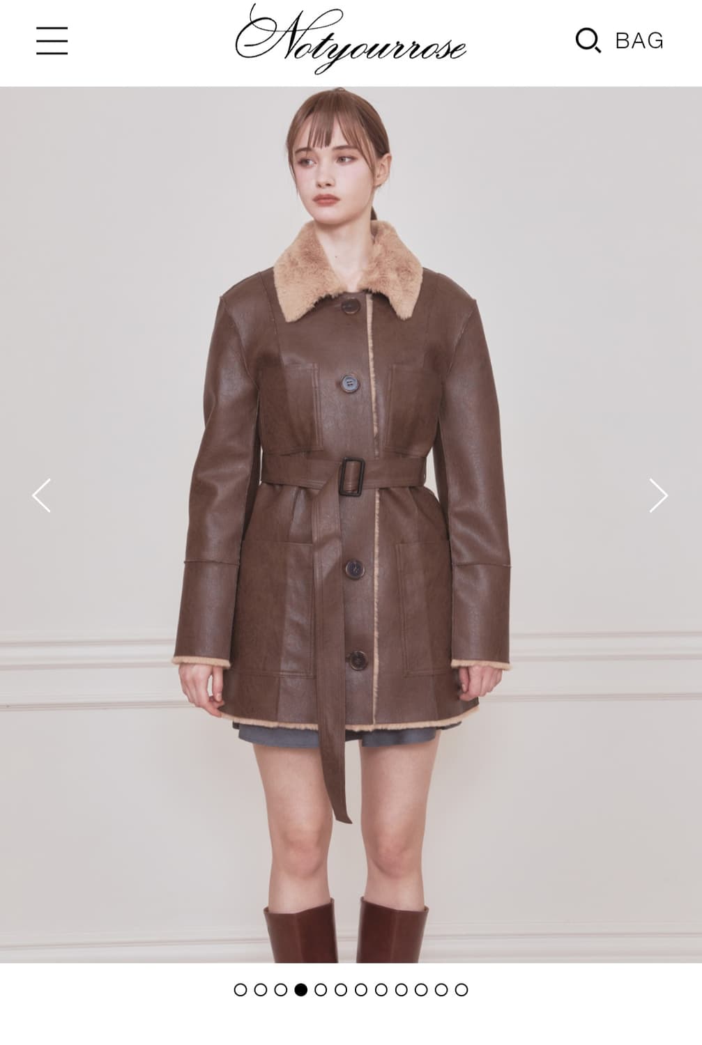 낫유어로즈 무스탕 리버서블 코트 브라운 상품이미지4