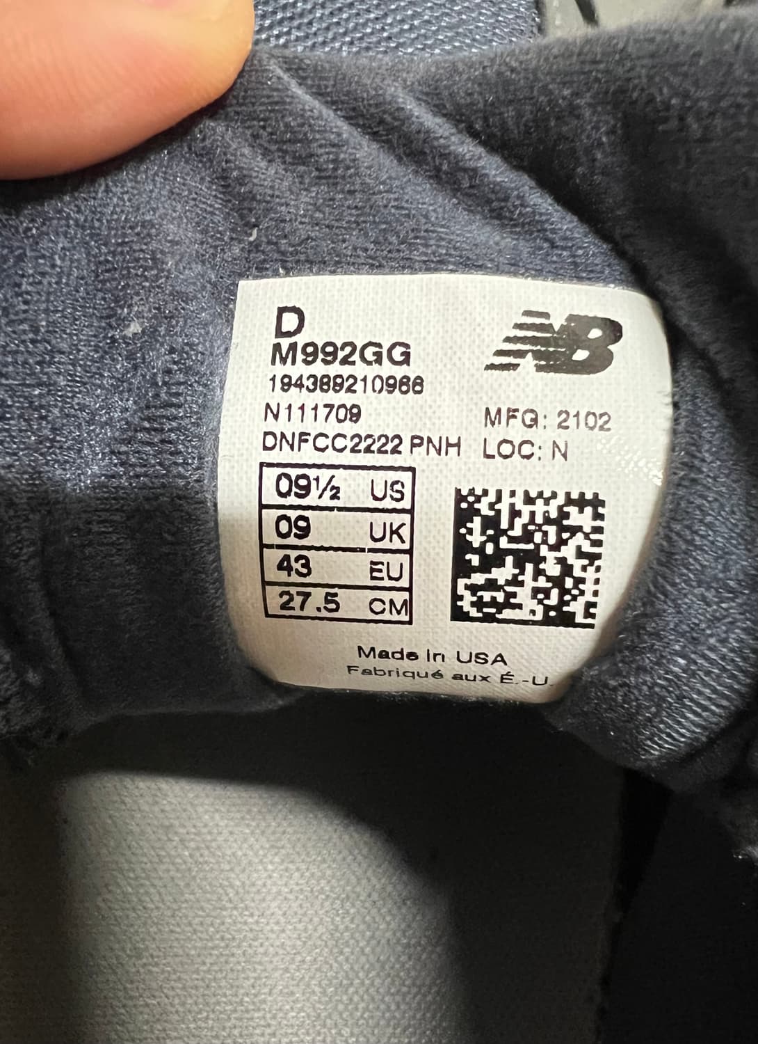 뉴발란스 992 네이비 /  275 상품이미지5