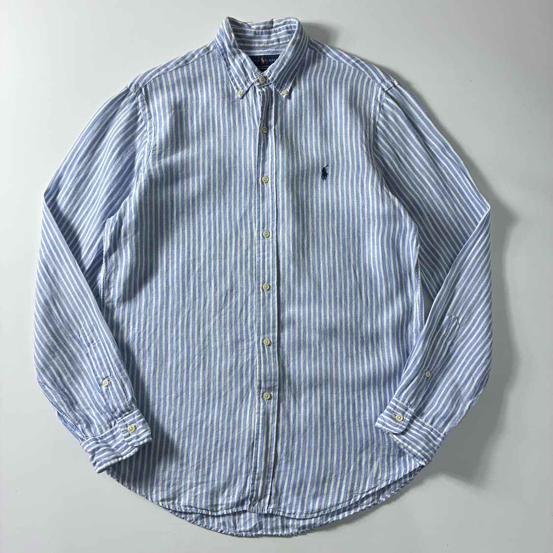 Polo  폴로 랄프로렌 자수 스카이블루 스트라이프 린넨 셔츠  상품이미지1