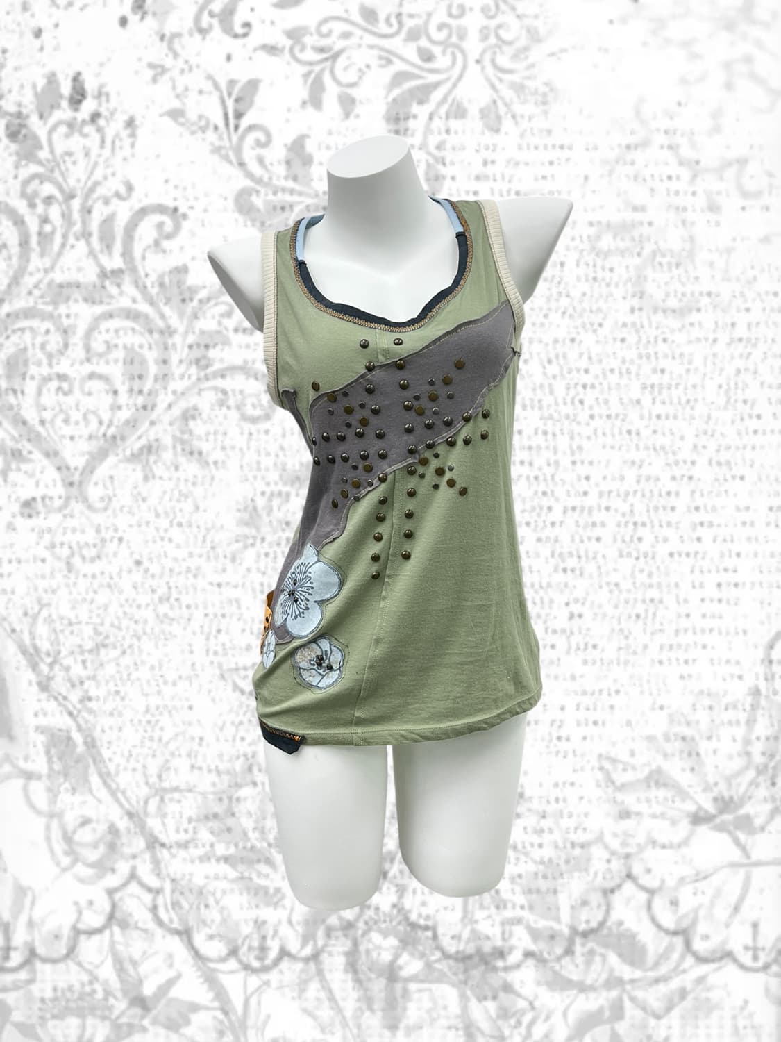 patch worked bronze stud sleeveless 상품이미지2