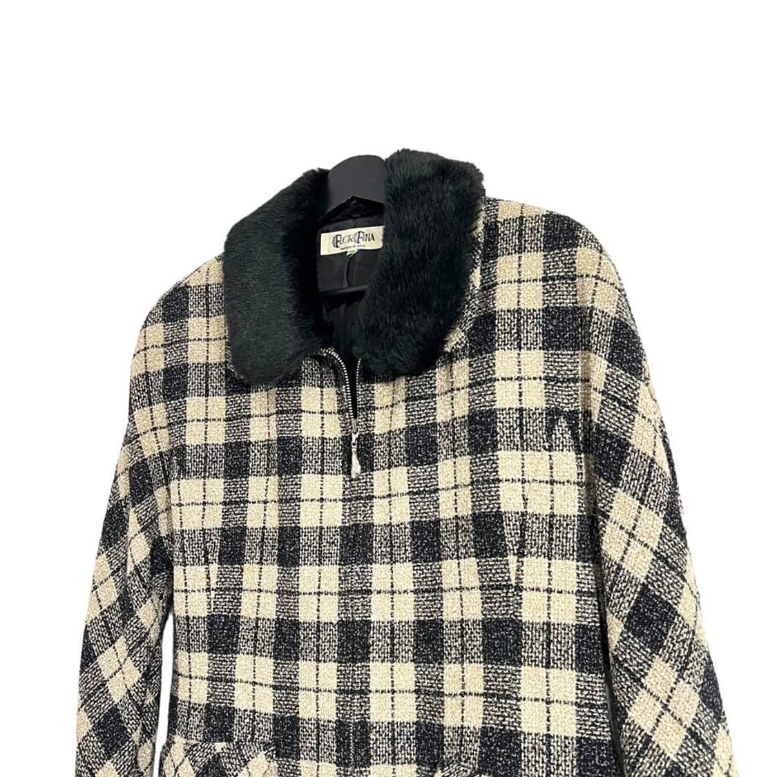 퍼 탈부착 체크 트위드 자켓 상품이미지4