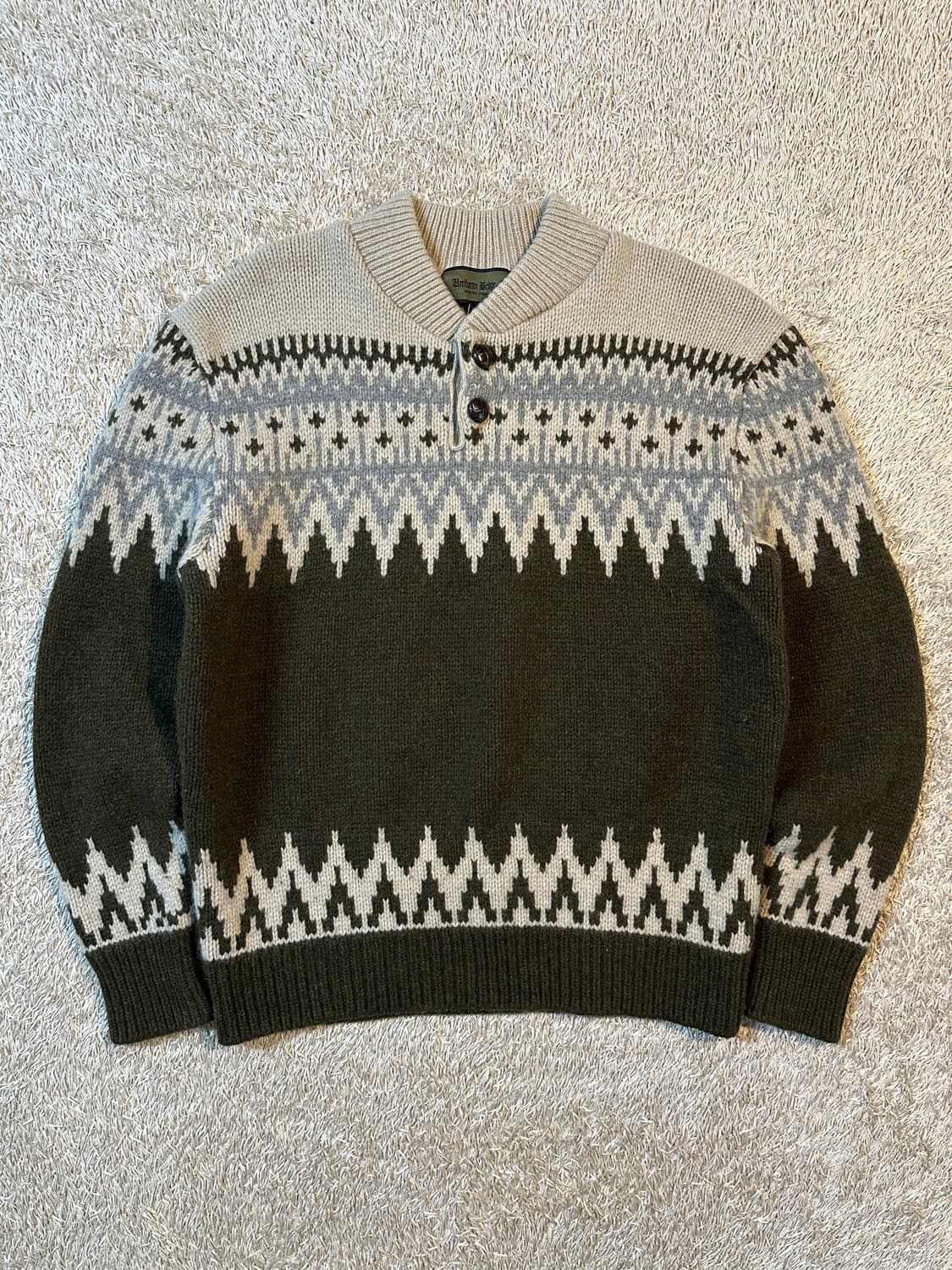 유니폼브릿지 UNIFORM BRIDGE 노르딕 자카드 니트 올리브 상품이미지1