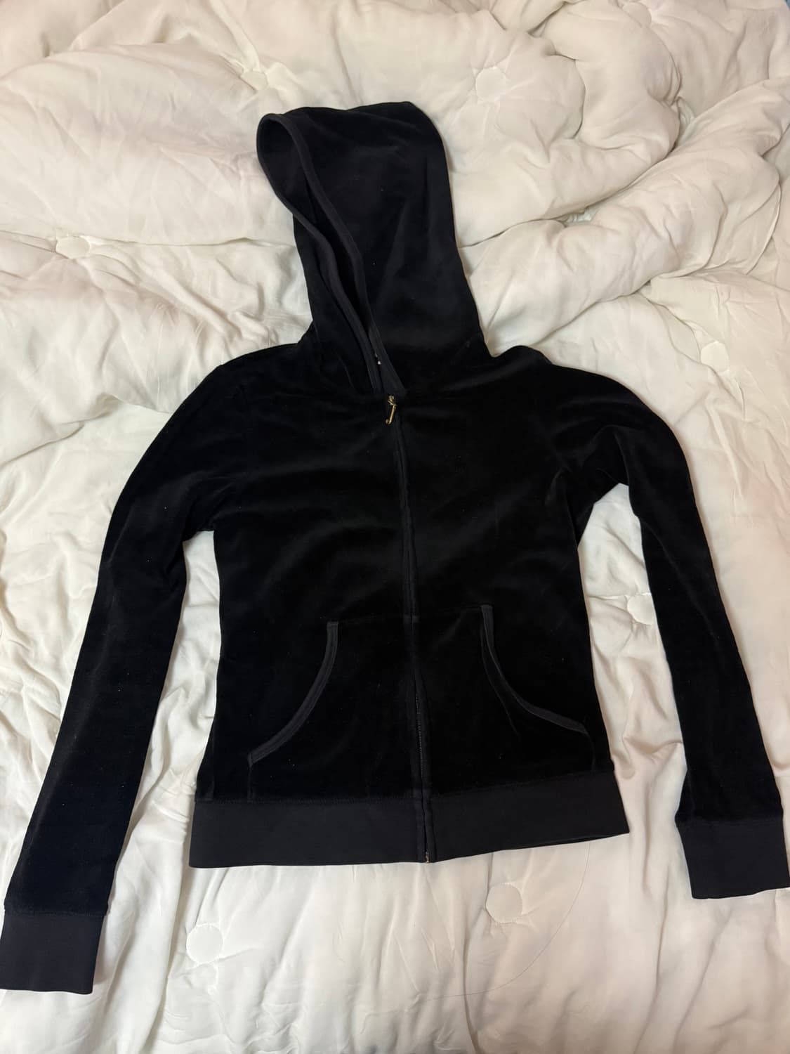 쥬시꾸뛰르 블랙 벨벳 후드집업 상품이미지2