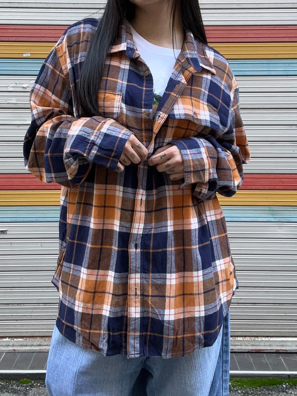 90s OLD NAVY 아메카지 플란넬 체크셔츠 상품이미지1