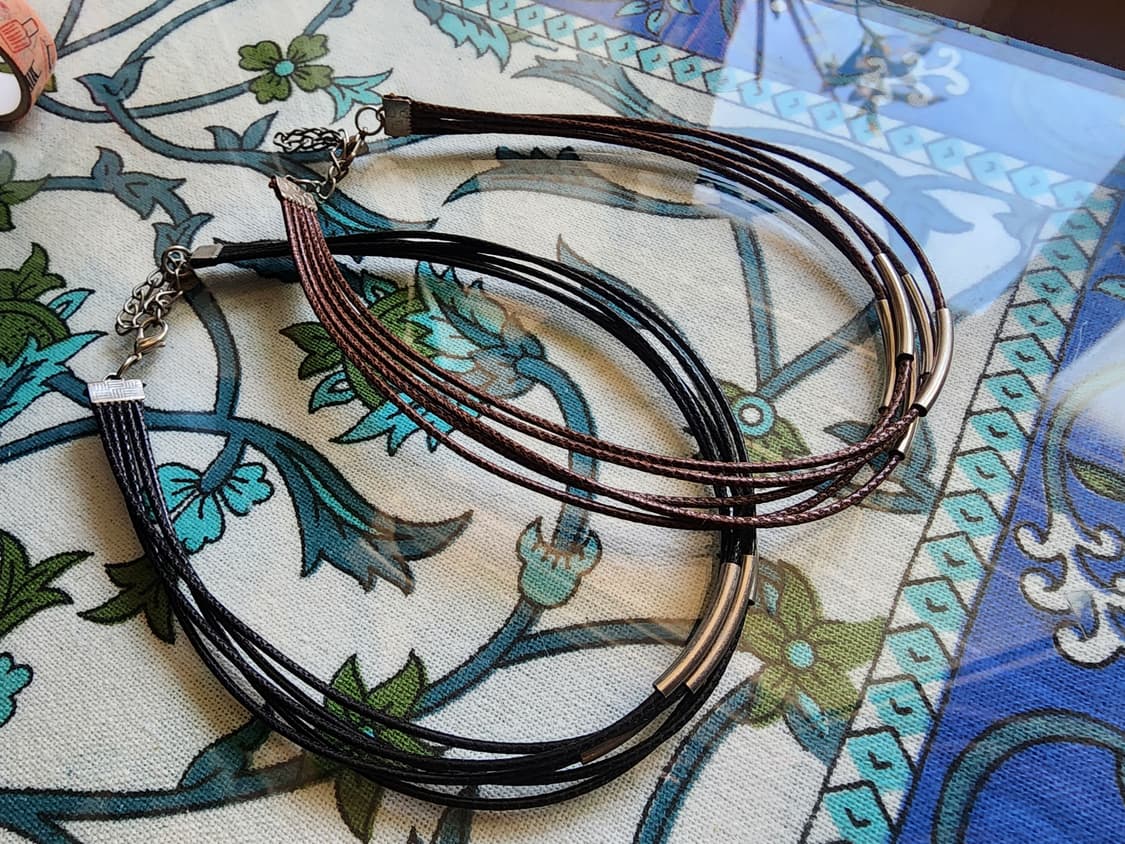 5줄 가죽 쵸커 목걸이 2개 일괄 상품이미지6